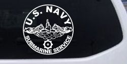 US Navy Submarine Service Dolphins with the Engineman Insignia symbol Military Car or Truck Window Decal Sticker