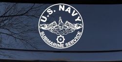 US Navy Submarine Service Dolphins with the Engineman Insignia symbol Military Car or Truck Window Decal Sticker