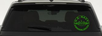 US Navy Submarine Service Dolphins In Circle Military Car or Truck Window Decal Sticker (Lime)