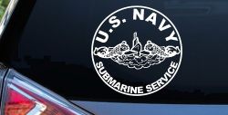 US Navy Submarine Service Dolphins In Circle Military Car or Truck Window Decal Sticker