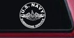 US Navy Submarine Service Dolphins In Circle Military Car or Truck Window Decal Sticker