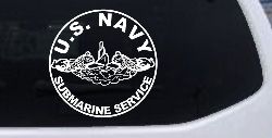 US Navy Submarine Service Dolphins In Circle Military Car or Truck Window Decal Sticker