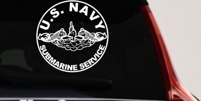 US Navy Submarine Service Dolphins In Circle Military Car or Truck Window Vinyl Decal Sticker