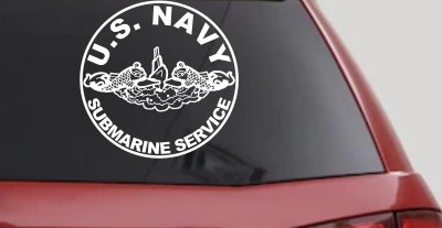 US Navy Submarine Service Dolphins In Circle Military Car or Truck Window Vinyl Decal Sticker