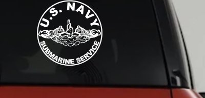US Navy Submarine Service Dolphins In Circle Military Car or Truck Window Vinyl Decal Sticker