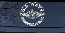 US Navy Submarine Service Dolphins In Circle Military Car or Truck Window Decal Sticker