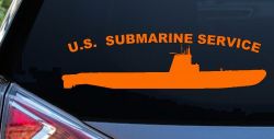 US Navy Submarine Service Balao Class Military Car or Truck Window Decal Sticker (Orange)