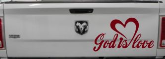 God Is Love with Heart Christian Car or Truck Window Vinyl Decal Sticker (Burgundy)