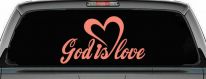 God Is Love with Heart Christian Car or Truck Window Decal Sticker (Coral)