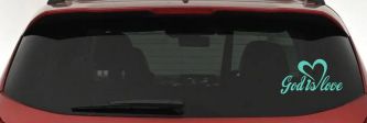 God Is Love with Heart Christian Car or Truck Window Vinyl Decal Sticker (Mint)