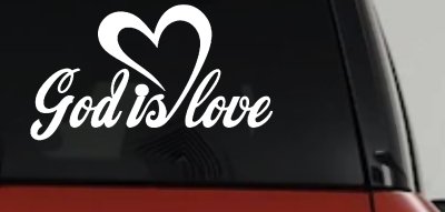 God Is Love with Heart Christian Car or Truck Window Vinyl Decal Sticker