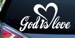 God Is Love with Heart Christian Car or Truck Window Decal Sticker