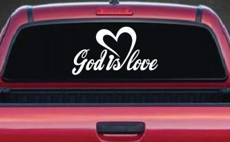 God Is Love with Heart Christian Car or Truck Window Decal Sticker