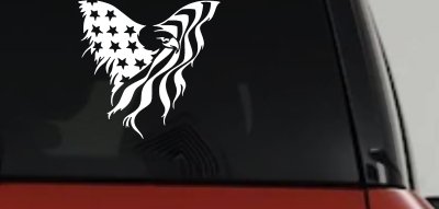 Tattered American Flag Draped Bald Eagle Patriotic Car or Truck Window Vinyl Decal Sticker
