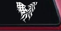 Tattered American Flag Draped Bald Eagle Patriotic Car or Truck Window Decal Sticker
