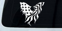 Tattered American Flag Draped Bald Eagle Patriotic Car or Truck Window Decal Sticker