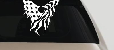 Tattered American Flag Draped Bald Eagle Patriotic Car or Truck Window Vinyl Decal Sticker