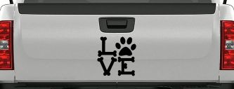 Dog Bones Love with Paw Animals Car or Truck Window Decal Sticker (Black)