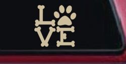 Dog Bones Love with Paw Animals Car or Truck Window Decal Sticker (Desert Sand)