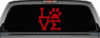 Dog Bones Love with Paw Animals Car or Truck Window Vinyl Decal Sticker (Red)