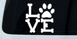Dog Bones Love with Paw Animals Car or Truck Window Decal Sticker