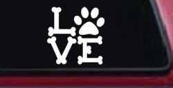 Dog Bones Love with Paw Animals Car or Truck Window Decal Sticker
