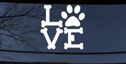 Dog Bones Love with Paw Animals Car or Truck Window Decal Sticker