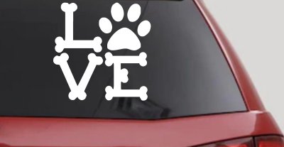 Dog Bones Love with Paw Animals Car or Truck Window Vinyl Decal Sticker