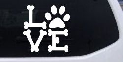 Dog Bones Love with Paw Animals Car or Truck Window Decal Sticker