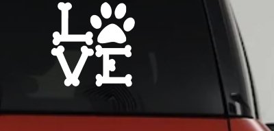 Dog Bones Love with Paw Animals Car or Truck Window Vinyl Decal Sticker