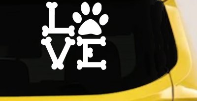 Dog Bones Love with Paw Animals Car or Truck Window Vinyl Decal Sticker