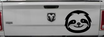 Cute Sloth Smiling Face Car or Truck Window Vinyl Decal Sticker (Black)
