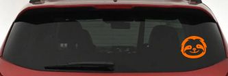 Cute Sloth Smiling Face Car or Truck Window Decal Sticker (Orange)