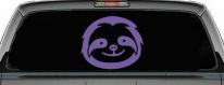 Cute Sloth Smiling Face Car or Truck Window Decal Sticker (Purple)