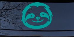 Cute Sloth Smiling Face Car or Truck Window Decal Sticker (Turquoise)