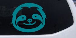 Cute Sloth Smiling Face Car or Truck Window Vinyl Decal Sticker (Turquoise Blue)