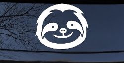 Cute Sloth Smiling Face Car or Truck Window Decal Sticker