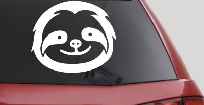 Cute Sloth Smiling Face Car or Truck Window Vinyl Decal Sticker