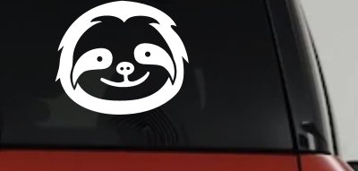 Cute Sloth Smiling Face Car or Truck Window Vinyl Decal Sticker