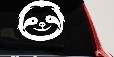 Cute Sloth Smiling Face Car or Truck Window Vinyl Decal Sticker