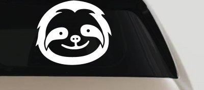 Cute Sloth Smiling Face Car or Truck Window Vinyl Decal Sticker