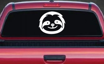 Cute Sloth Smiling Face Car or Truck Window Decal Sticker