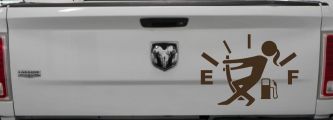 Funny Gas Gauge Empty Full Female Girl Woman Car or Truck Window Decal Sticker (Brown)