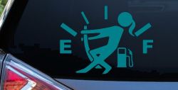 Funny Gas Gauge Empty Full Female Girl Woman Car or Truck Window Decal Sticker (Turquoise Blue)