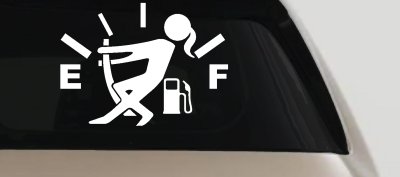 Funny Gas Gauge Empty Full Female Girl Woman Car or Truck Window Vinyl Decal Sticker