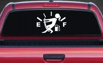Funny Gas Gauge Empty Full Female Girl Woman Car or Truck Window Decal Sticker