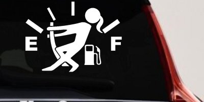 Funny Gas Gauge Empty Full Female Girl Woman Car or Truck Window Vinyl Decal Sticker