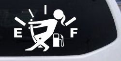 Funny Gas Gauge Empty Full Female Girl Woman Car or Truck Window Decal Sticker