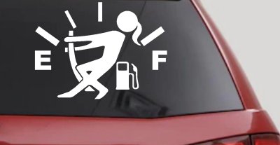 Funny Gas Gauge Empty Full Female Girl Woman Car or Truck Window Vinyl Decal Sticker