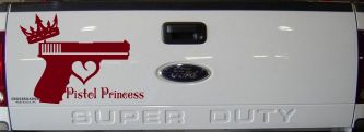 Pistol Princess with Crown and Gun for Women Girl Guns Car or Truck Window Decal Sticker (Burgundy)